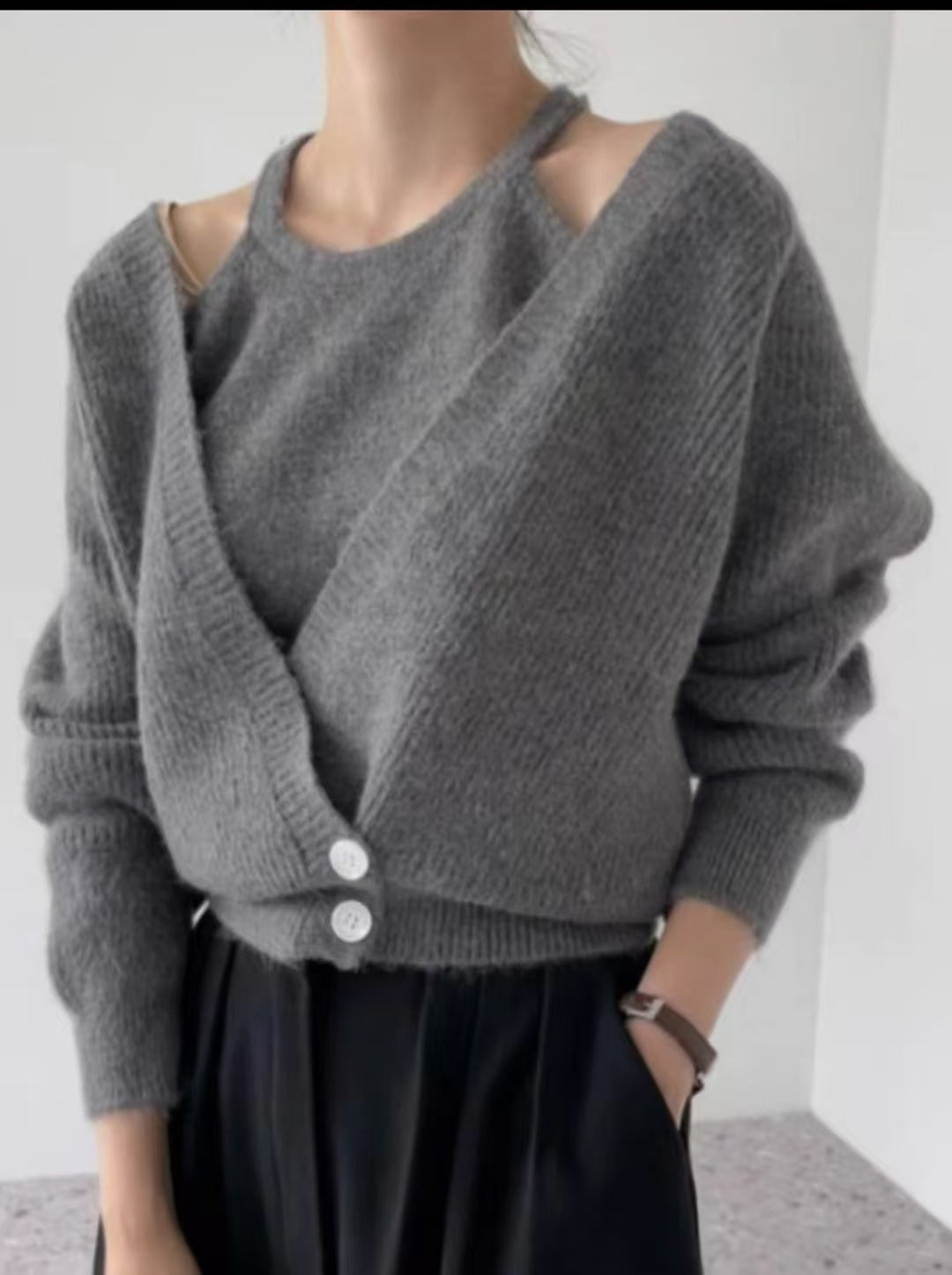 Damen Strickjacke mit offenem Schnitt und Rippstruktur EB
