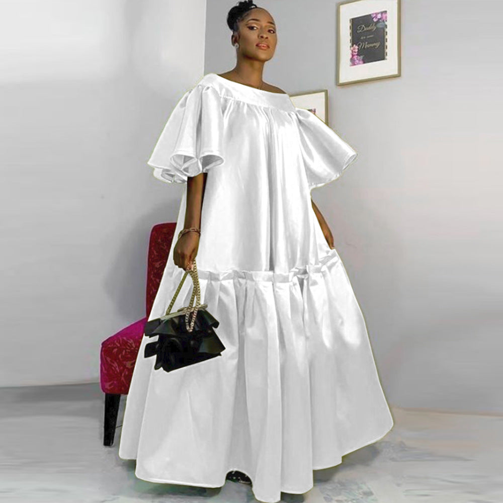 Damen Fließendes Maxikleid mit voluminösen Ärmeln EB