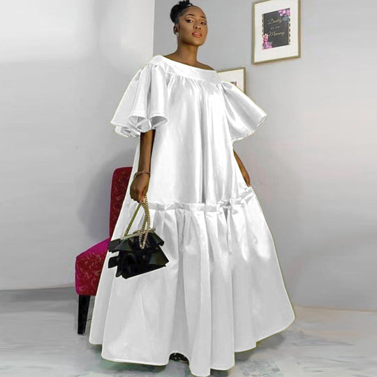 Damen Fließendes Maxikleid mit voluminösen Ärmeln EB