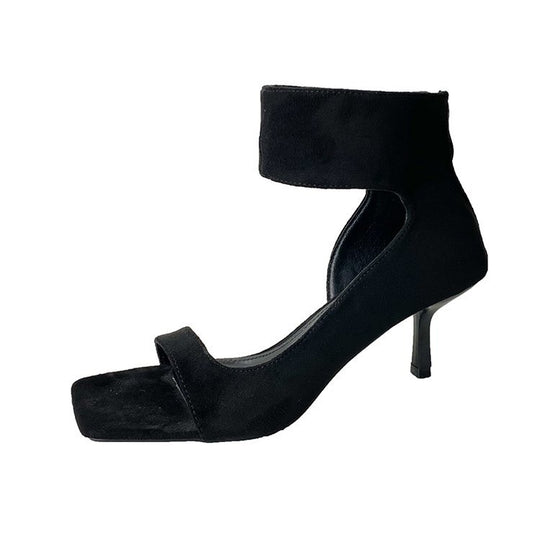 Damen elegante High Heel Sandalen mit breitem Fesselriemen EB