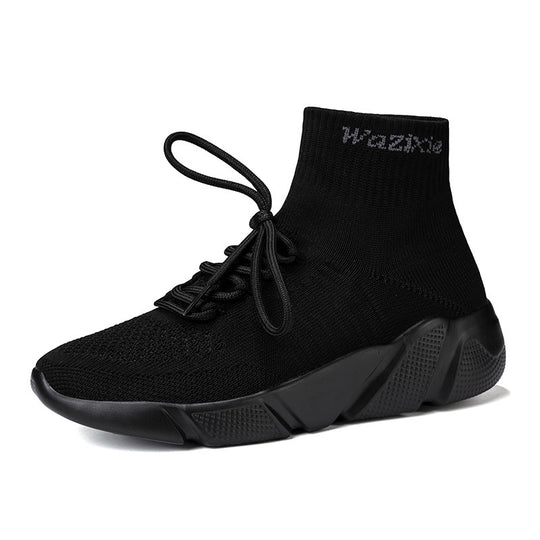 Damen Hochgeschnittene Sport Sneakers mit elastischem Strick-Obermaterial EB