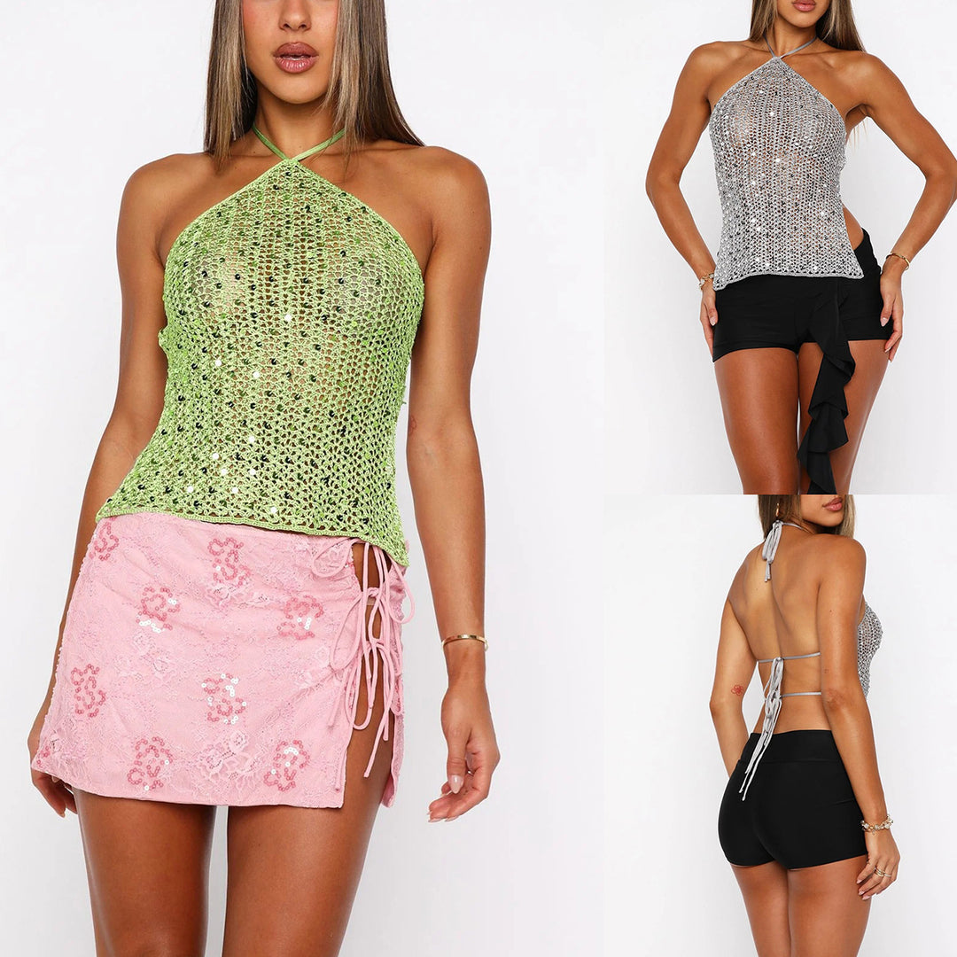 Damen Glitzerndes Netzoberteil mit raffinierten Details EB