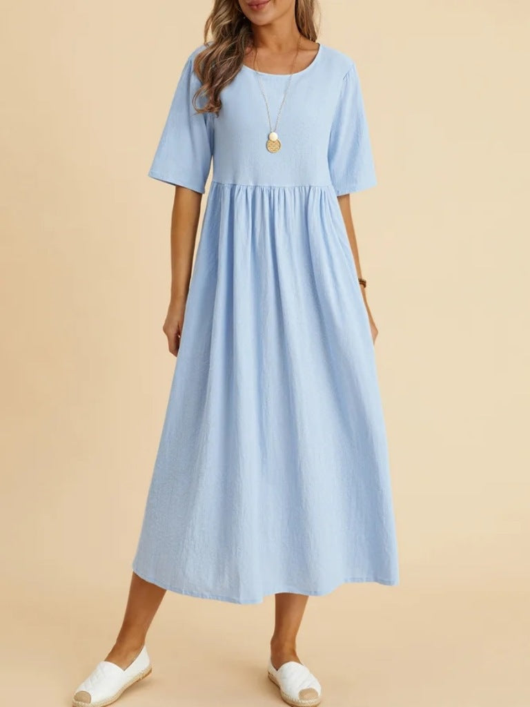 Damen Maxikleid mit lässigem Schnitt und Kurzärmeln EB