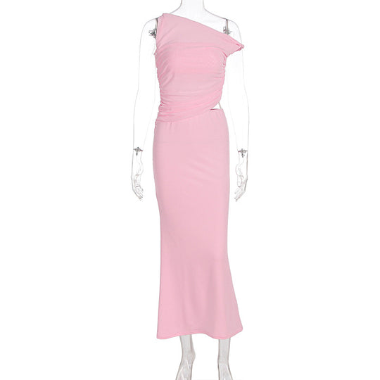 Damen Elegantes Wickelkleid mit asymmetrischem Design und Raffung EB
