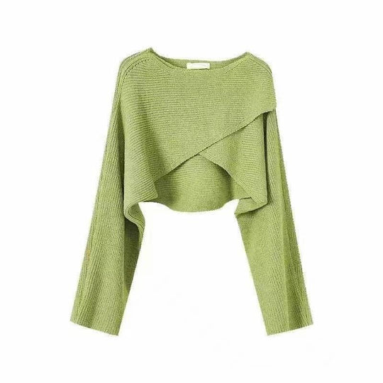 Damen lässiger Cropped-Pullover mit asymmetrischem Schnitt und strukturierter Oberfläche EB
