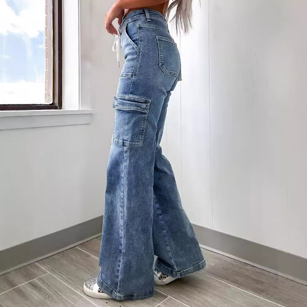 Damen Cargo-Jeans mit weichem Bund und praktischen Taschen EB