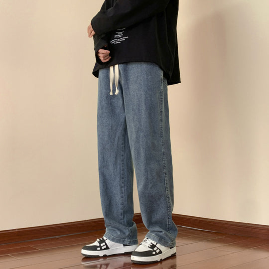Herren lässige Denim-Hose mit bequemem Schnitt und elastischem Bund EB