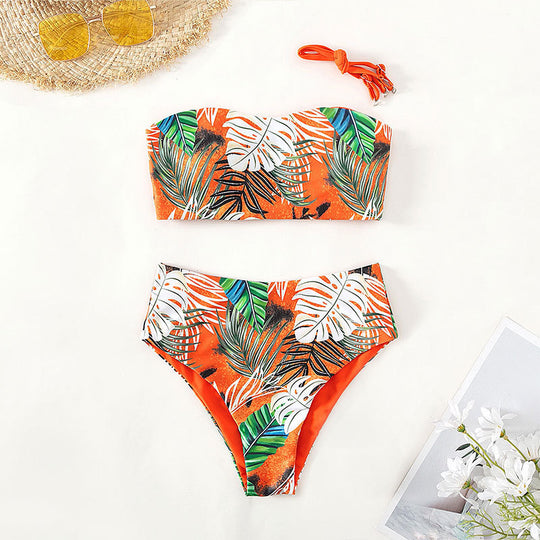 Damen Bandeau-Bikini mit hochgeschnittenem Unterteil EB
