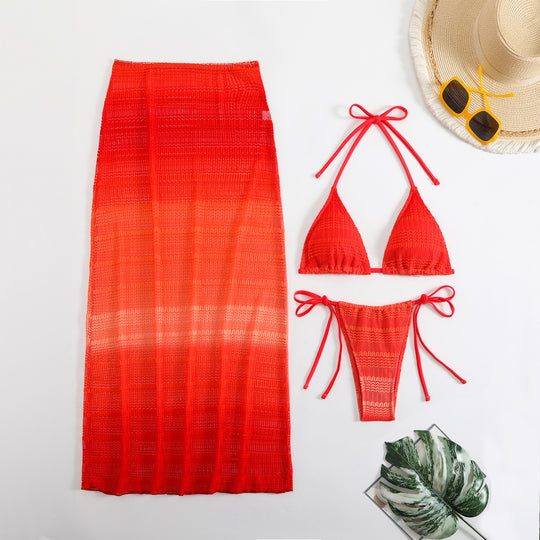 Damen Stilvolles Bikiniset mit transparentem Rock EB