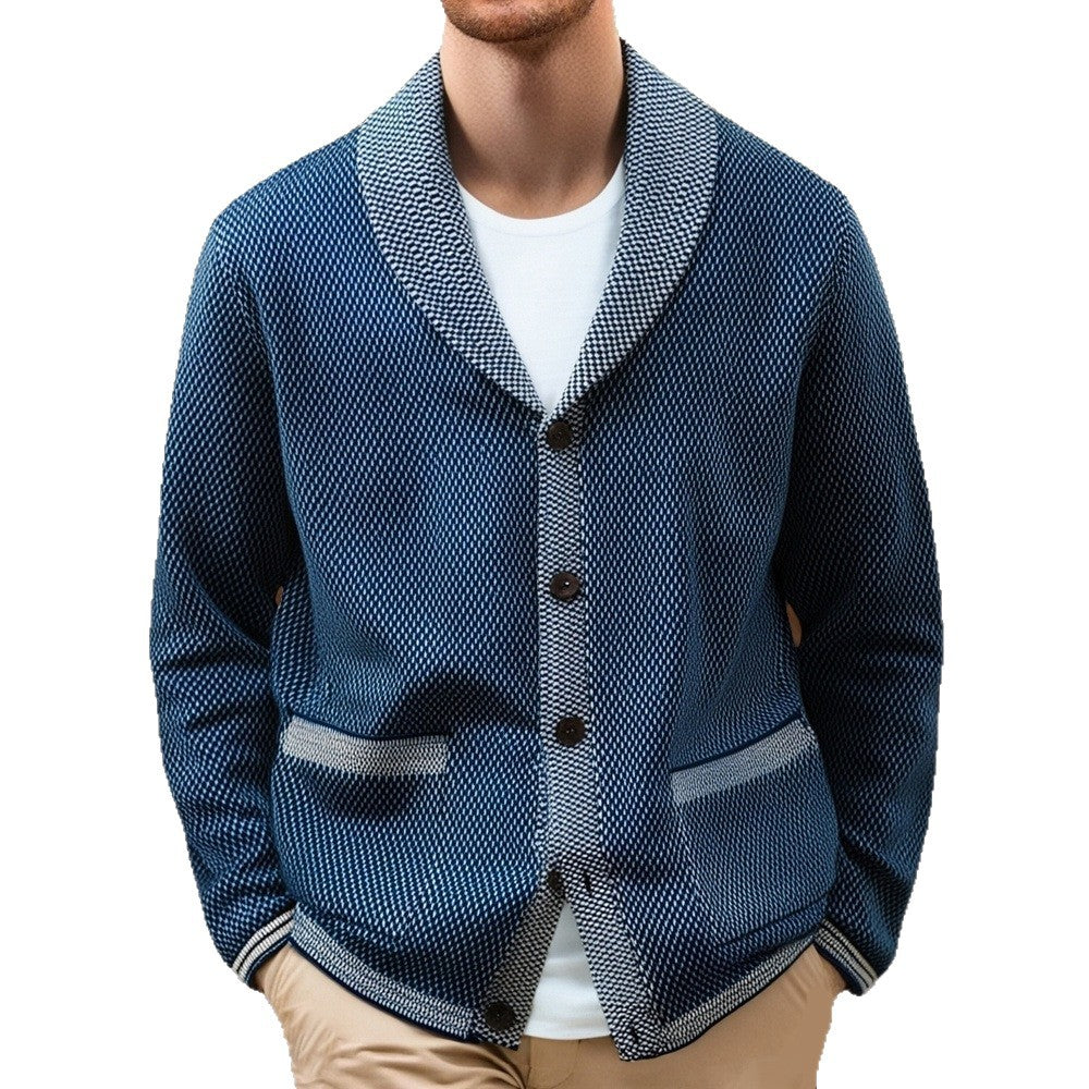 Herren Strickjacke mit eleganten Knopfdetails und breitem Schalkragen EB