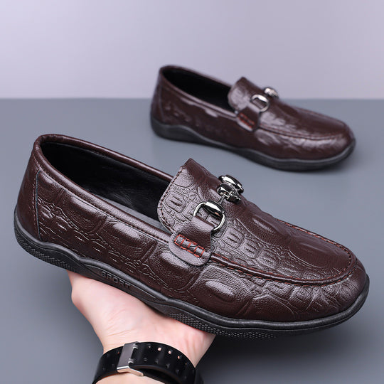 Herren Mokassins mit elegantem Krokodilprägung und komfortablem Fußbett EB