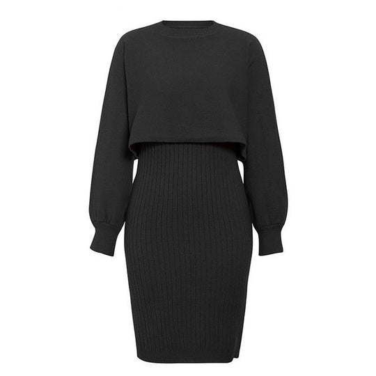 Damen Strickkleid mit lässiger Cropped-Oberfläche EB