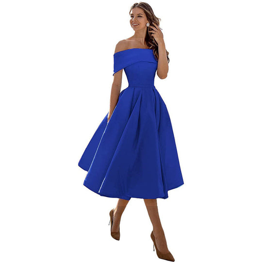 EB | Legere Mode Satin Cocktailkleid Ohne Träger