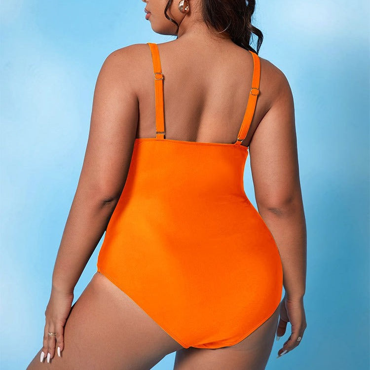 Damen Einteiler Badeanzug mit raffiniertem Wickeldesign und seitlichen Cut-Outs EB