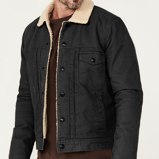 Herren warme und stilvolle Jacke mit Sherpa-Futter EB