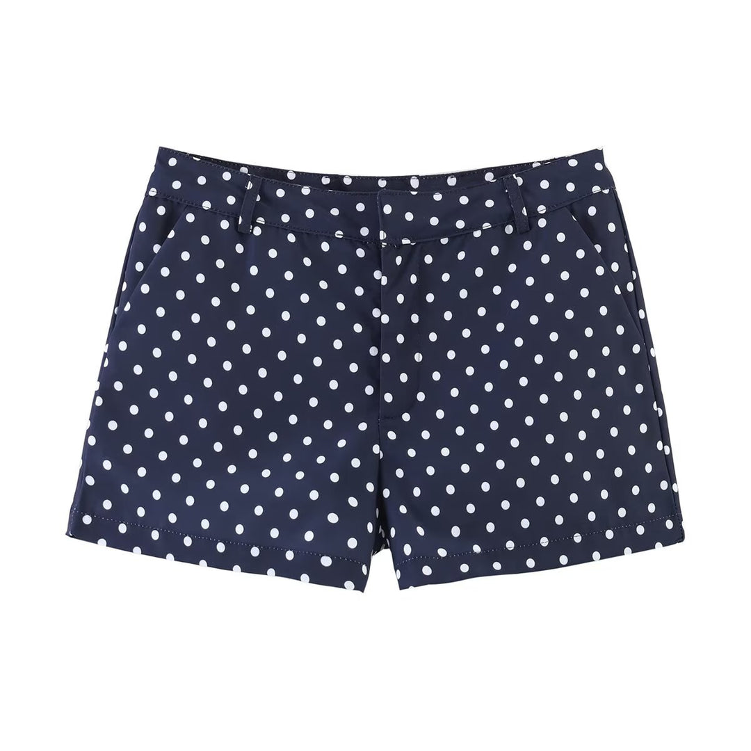 Damen nan weite High-Waist Schlaghose mit Punkteprint und elastischem Bund EB