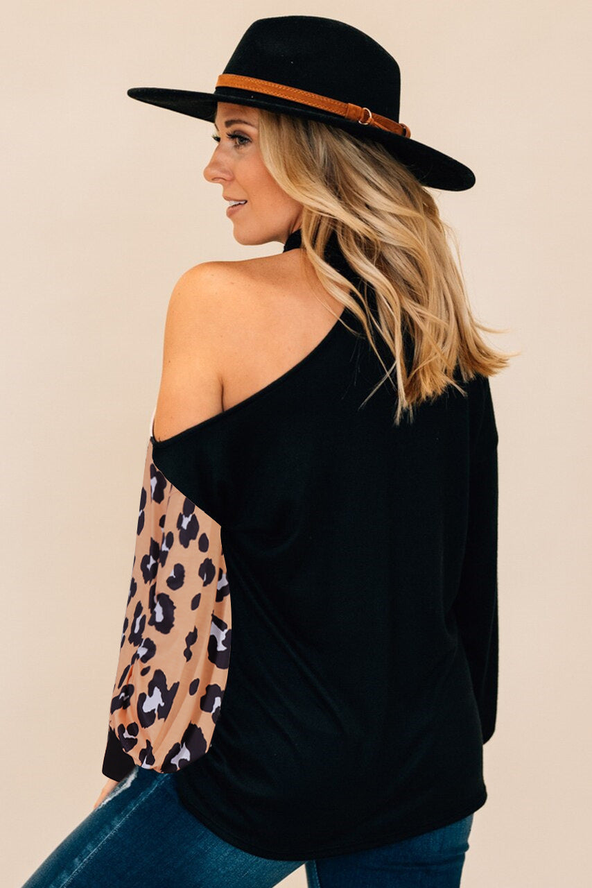 Damen Einseitiges Oberteil mit modernem Animal-Print und weitem Schnitt EB