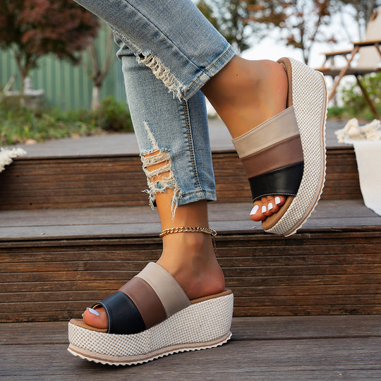 Damen Wedge-Pantoletten mit modischem Riemendesign und komfortabler Sohle EB