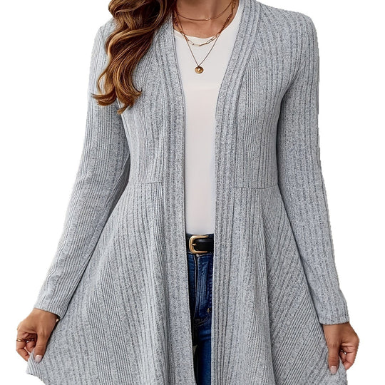 Damen Lange Strickjacke mit schwingendem Saum EB