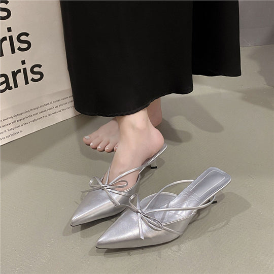 Damen Slingback High Heel Schuhe mit zierlichem Schleifendetail EB