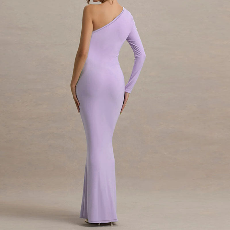 Damen Elegantes schulterfreies Maxikleid mit geschwungenem Rüschendesign EB