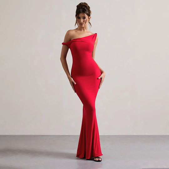 Damen Elegantes Off-Shoulder Maxikleid EB