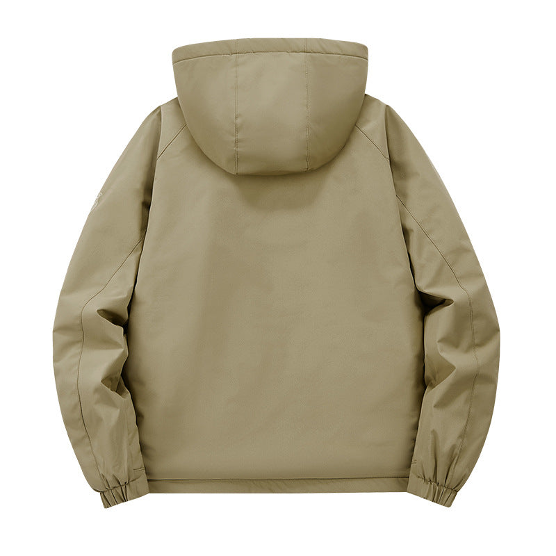 Herren nan multifunktionale Softshell-Tacticaljacke mit versteckter Kapuze, vertikaler Brusttasche und atmungsaktivem Fleecefutter EB