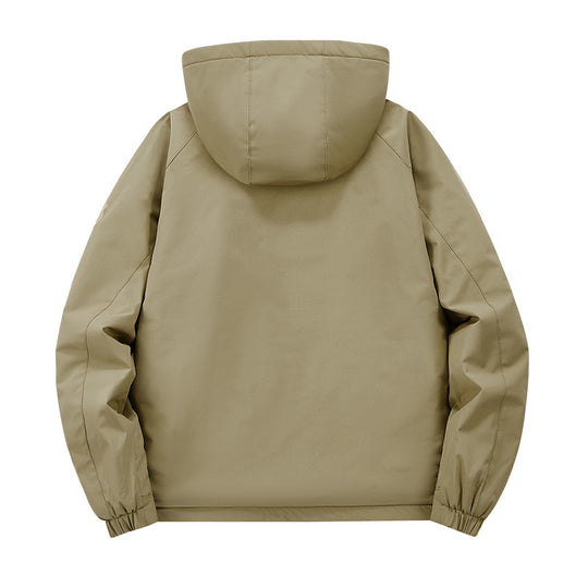 Herren nan multifunktionale Softshell-Tacticaljacke mit versteckter Kapuze, vertikaler Brusttasche und atmungsaktivem Fleecefutter EB