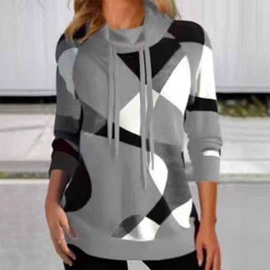 Damen Kapuzenpullover mit geometrischem Muster und hoher Passform EB