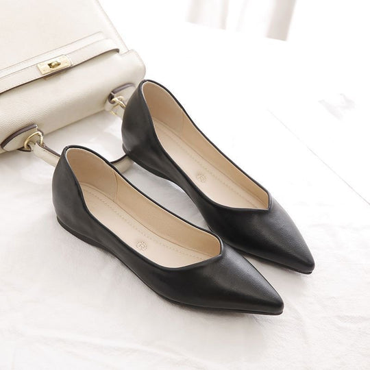 Damen Elegante Ballerinas aus hochwertigem Leder mit modischem V-Ausschnitt EB