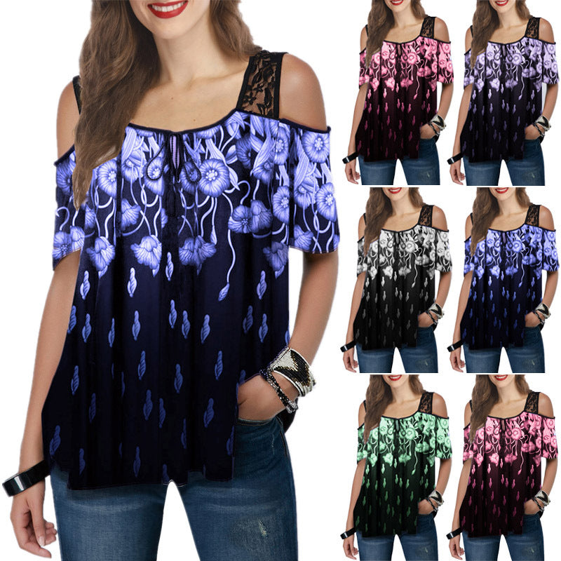 Damen luftige Bluse mit floralem Design EB
