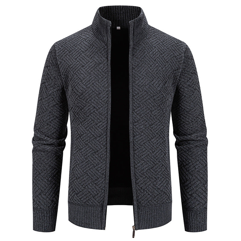 Herren Strickjacke mit modernem Karomuster EB