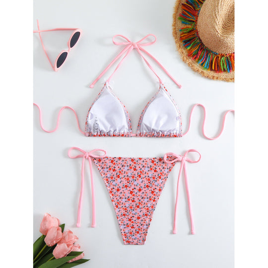 Damen Blumiger Triangel-Bikini EB