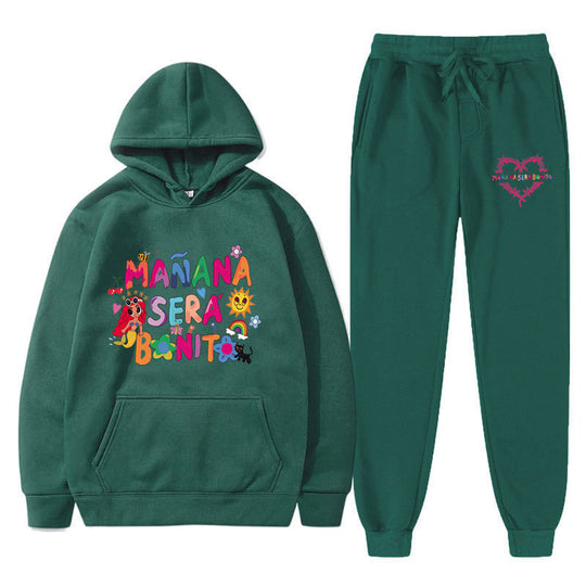 Damen Sweatshirt- und Jogginghose-Set mit buntem Aufdruck EB