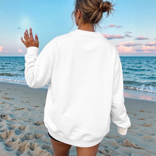 Damen nan Oversize-Sweatshirt mit maritimem Key-West Fischmotiv, dropped-Shoulder und weichem Baumwollmix EB