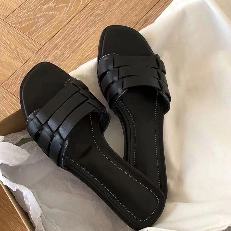 Damen Slip-On Sandalen mit elegantem Riemendesign und komfortabler Sohle EB