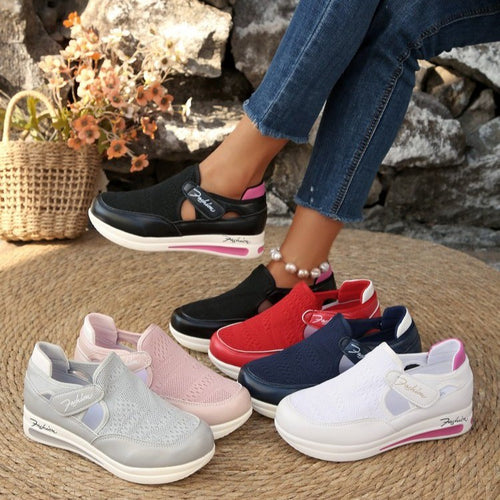 Damen atmungsaktive Slip-On Sneakers mit elastischem Obermaterial EB