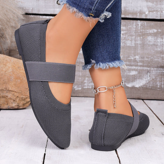 Damen Komfortable Ballerinas mit elastischem Riemen EB