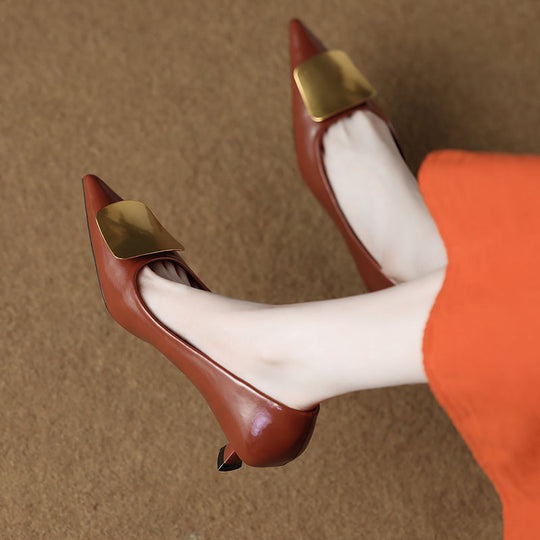 Damen elegante spitze Pumps mit modischem Absatz EB