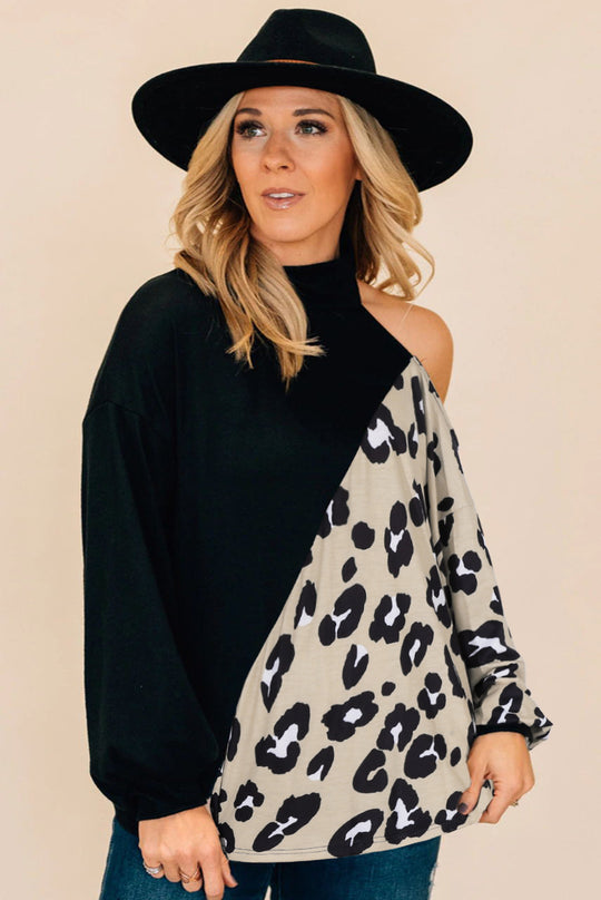 Damen Einseitiges Oberteil mit modernem Animal-Print und weitem Schnitt EB
