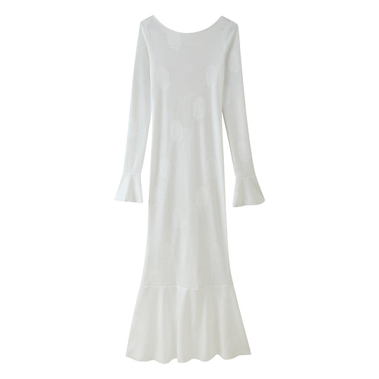 Damen Elegantes Maxikleid mit ausgestellten Ärmeln und floralem Design EB