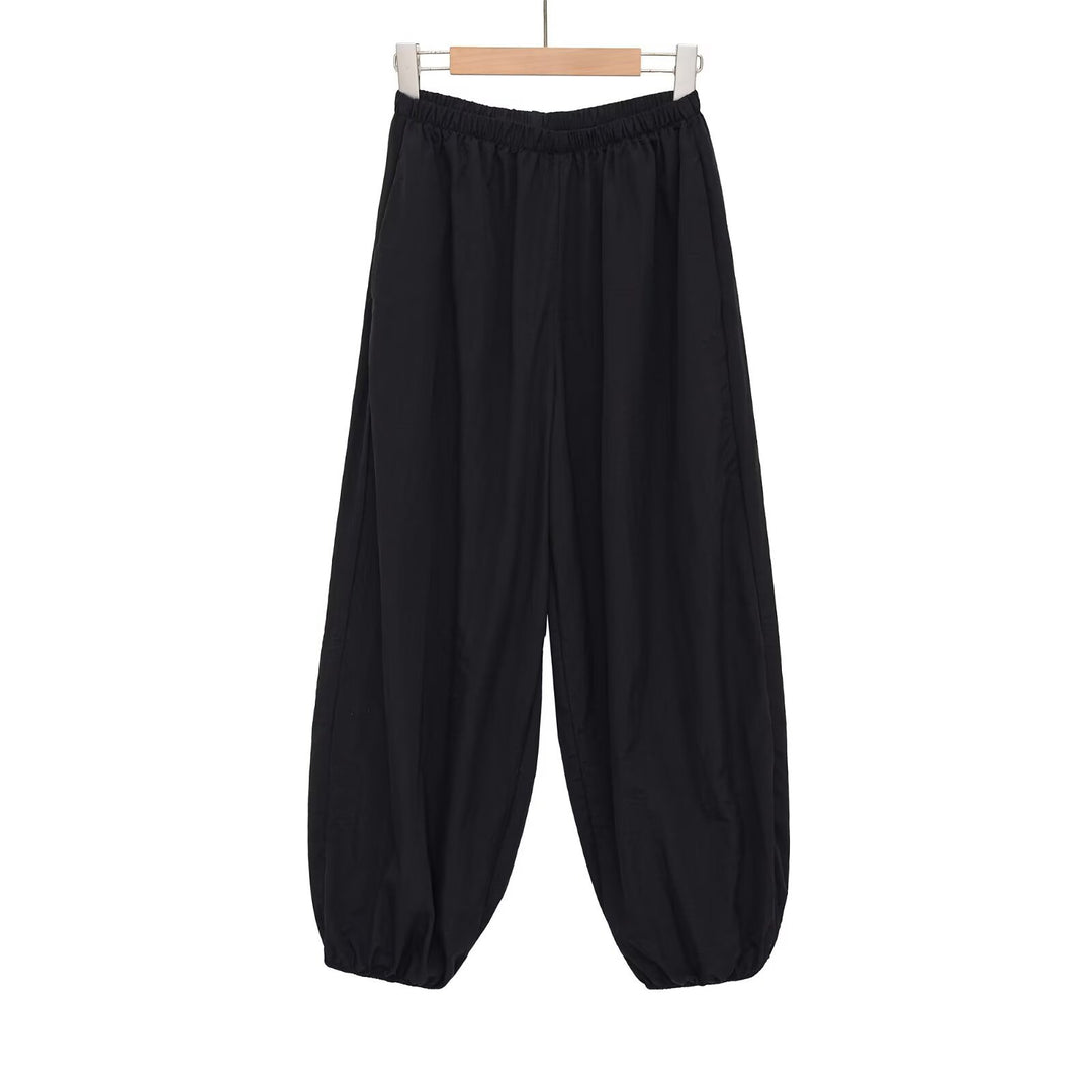 Damen Sportliche Sweatpants mit elastischem Bund und weiten Beinen EB