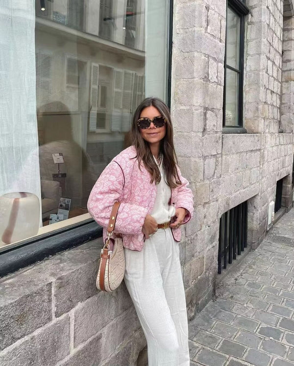 EB | Gestepptes Jacke Floral Print Knopfront Jacke