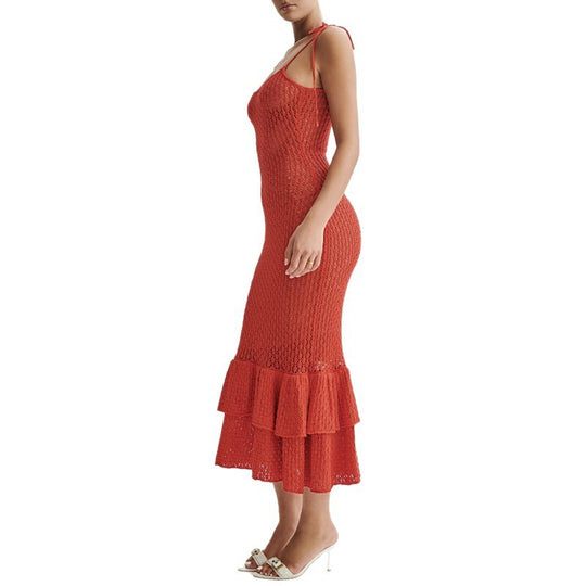 Damen Häkelkleid mit voluminösem Rüschenbesatz EB