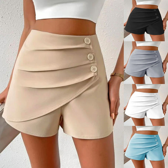 Damen Modische Shorts mit Drapierung und Knopfdetails EB