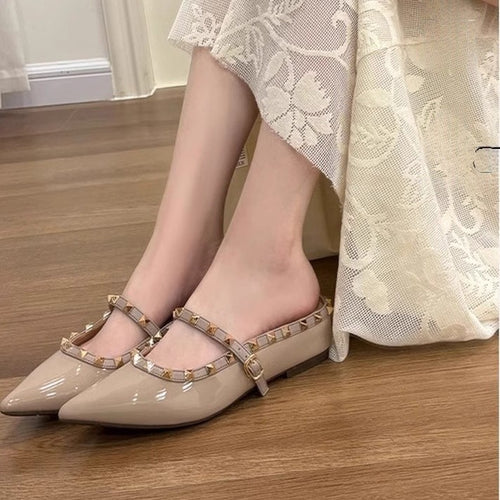 Damen elegante Slingback Ballerinas mit dekorativen Nieten EB