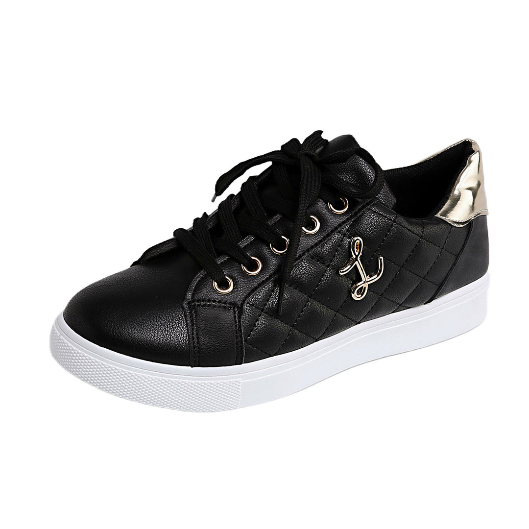 Damen Freizeit-Sneaker mit elegantem Steppdesign und goldenen Akzenten EB