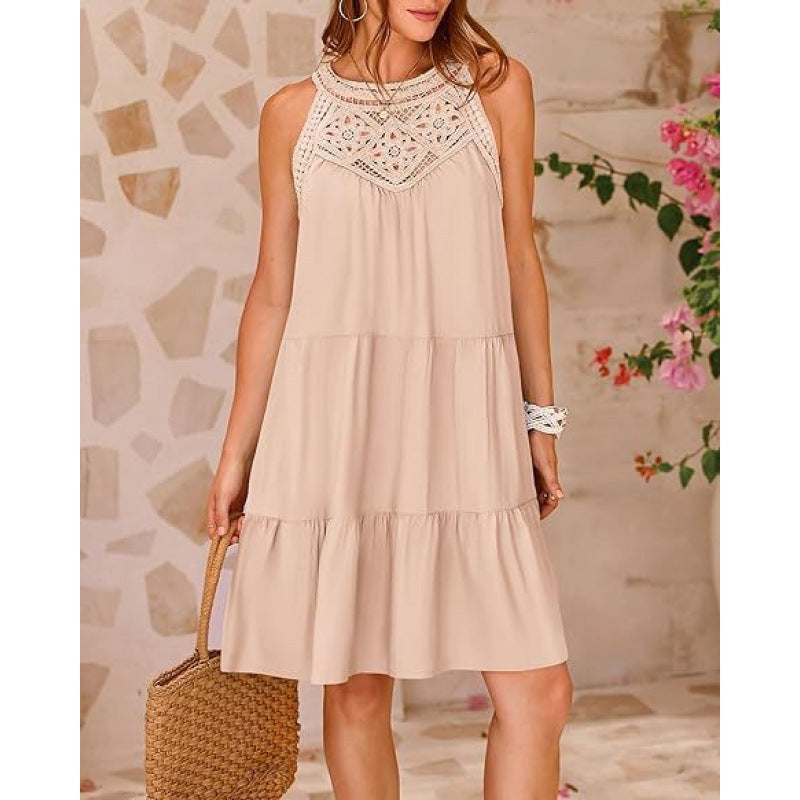 Damen Sommerkleid mit romantischen Häkel-Applikationen EB
