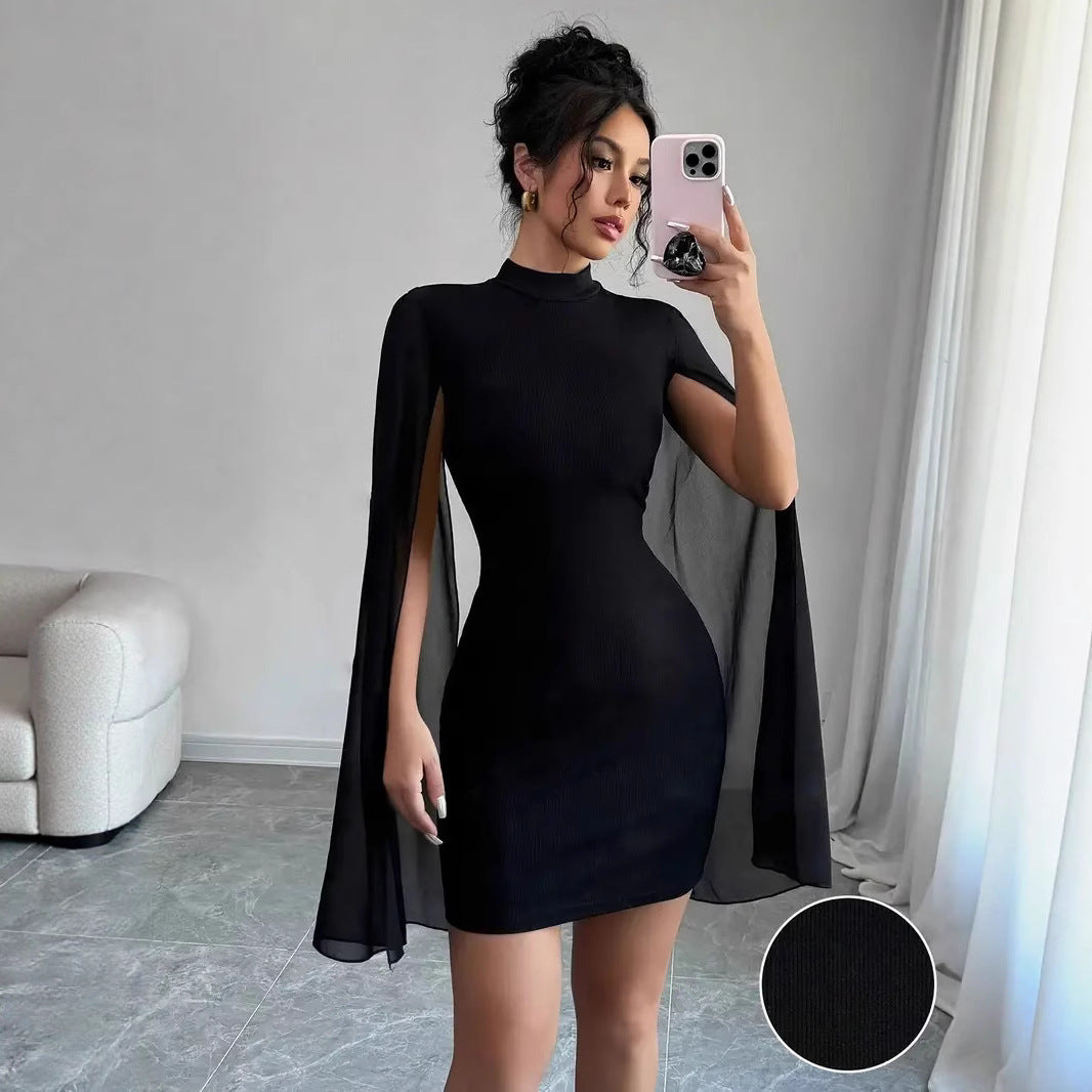 Damen trendiges Cocktailkleid mit fließenden Ärmeln EB