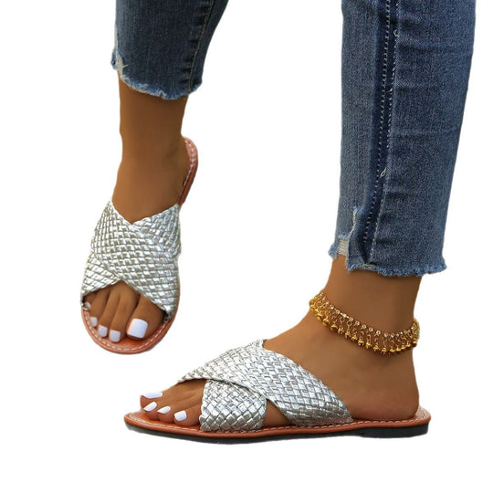 Damen geflochtene Komfortsandalen mit weicher Sohle EB